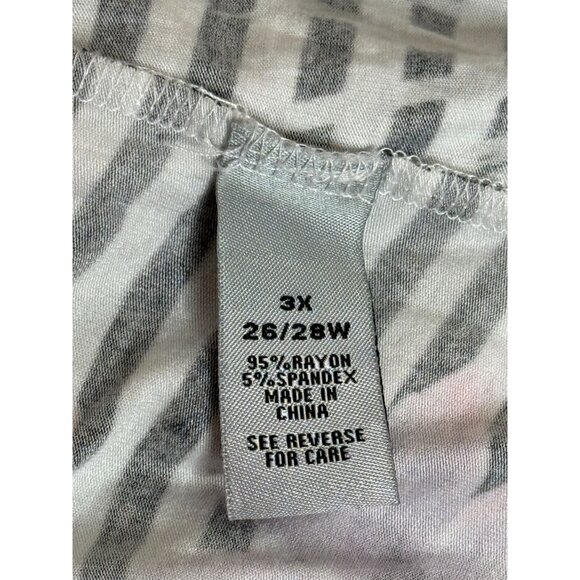 Catherines 3X Floral Stripe Knit Top Plus Size Short Sleeve Everyday Style - Picture 4 of 7